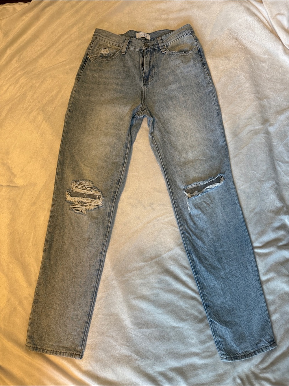 Pistola Presley High Rise Relaxed Roller Jeans Size 25 Light Wash Distressed
